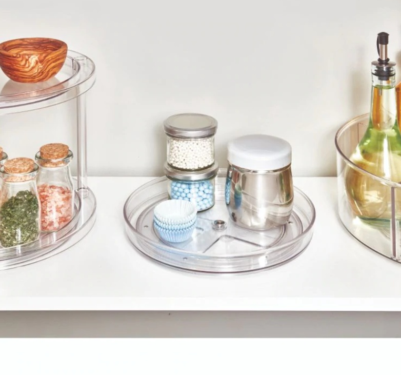 Snurrbricka, Liten, THE HOME EDIT SINGLE TIER TURNTABLE, Låg kant, Ã˜ 23 cm, Transparent
