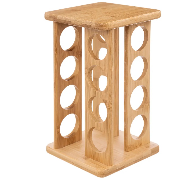 Snurrställ för Kryddor, 16 burkar, ALL BAMBOO SQUARE ROTATING SPICE RACK, 18 x 18 x H 29 cm, Natur