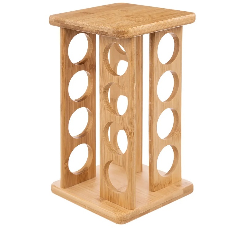 Snurrställ för Kryddor, 16 burkar, ALL BAMBOO SQUARE ROTATING SPICE RACK, 18 x 18 x H 29 cm, Natur