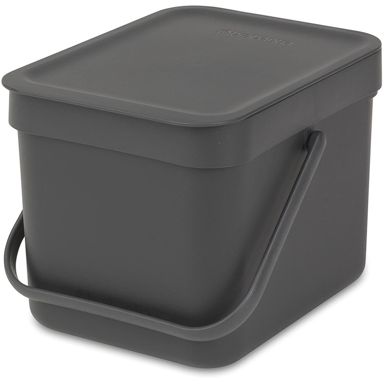 Sophink, Liten, BRABANTIA SORT & GO WASTE BIN, 6 L, Mörkgrå