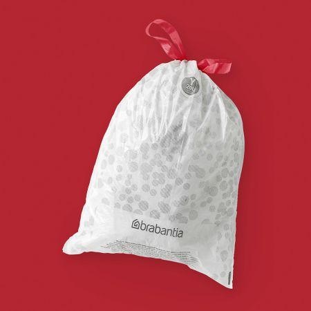 Soppåsar med dragband, 20 L, 10 st, BRABANTIA BIN LINERS CODE Y, Vit / Röd