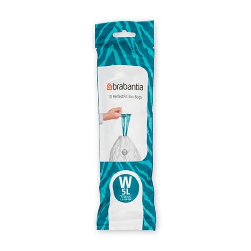 Soppåsar med dragband, 5 L, 10 st, BRABANTIA BIN LINERS CODE W, Vit / Blå