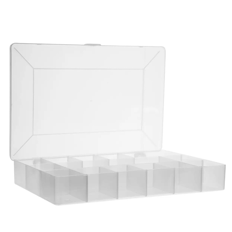 Sorteringsask med lock, 7 fack, DIY SMALL BOX, 17 x 11,8 x H 3,3 cm, K