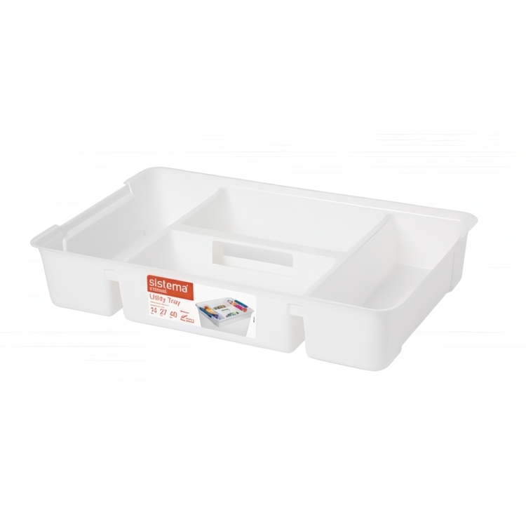 Sorteringsbricka med handtag, SISTEMA STORAGE TABLET, 47,5 x 30 x H9 cm, Vit