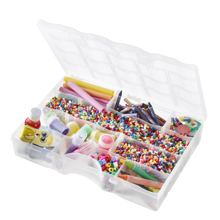 Sorteringslåda med lock, 19 fack, SMARTSTORE ORGANIZER LARGE, 38 x 27 x H 7cm, Klar
