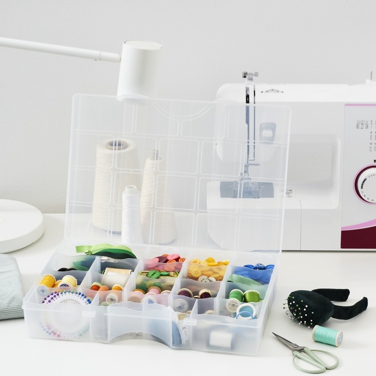Sorteringslåda med lock, 19 fack, SMARTSTORE ORGANIZER LARGE, 38 x 27 x H 7cm, Klar