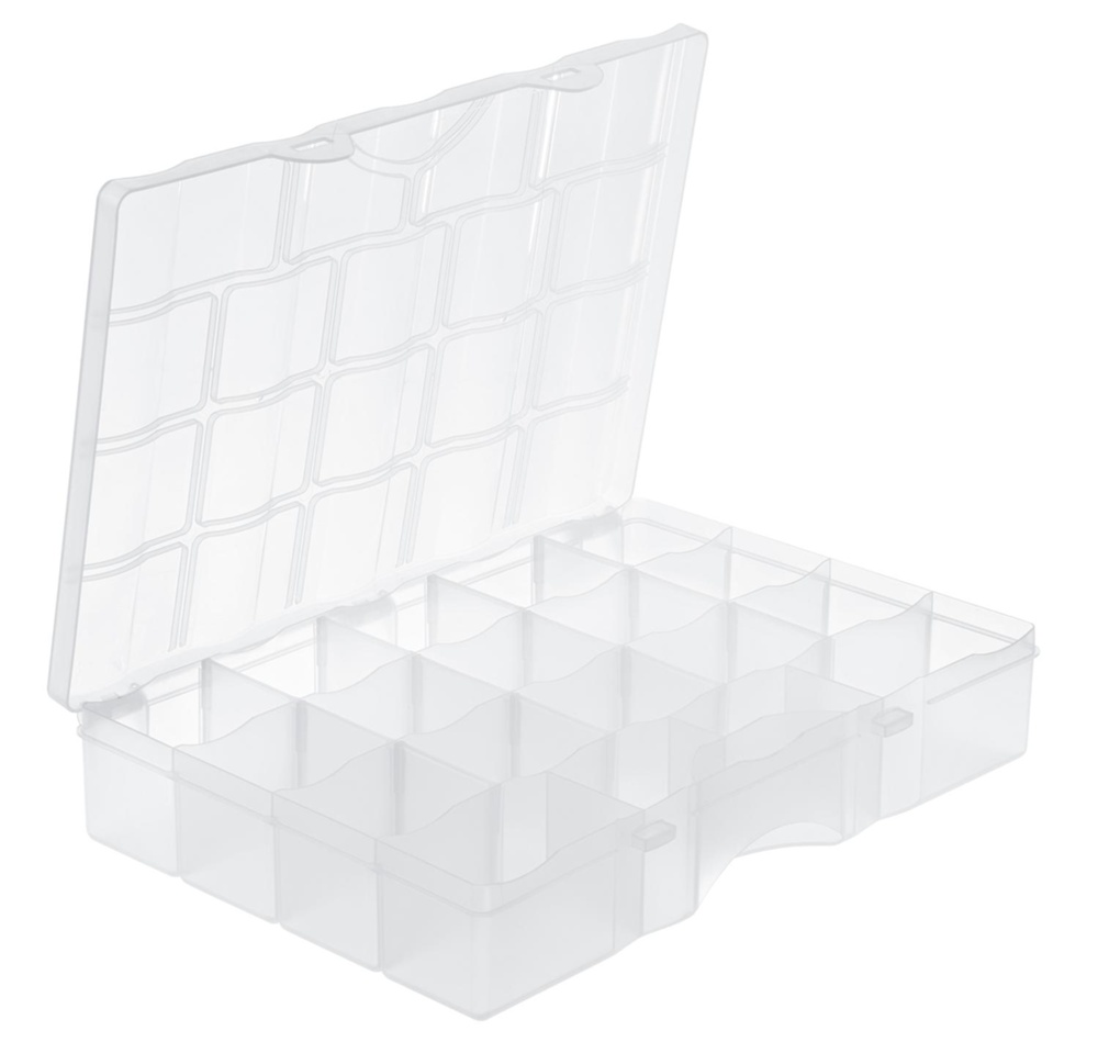 Sorteringslåda med lock, 19 fack, SMARTSTORE ORGANIZER LARGE, 38 x 27 x H 7cm, Klar