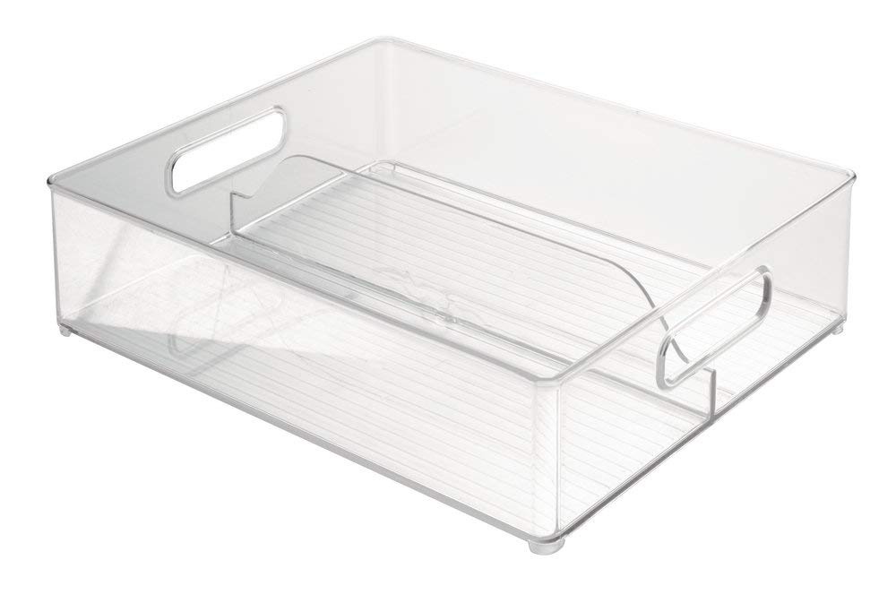 Stapelbar förvaringslåda, bred, med avdelare och handtag, ID CABINET BINZ, 30,5 x 36,8 x H10,2 cm, Klar