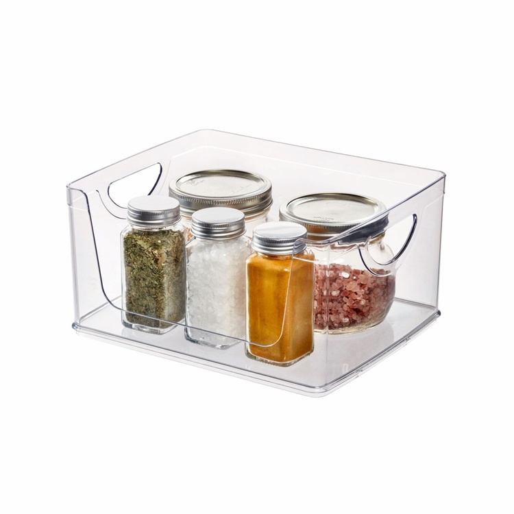 Stapelbar korg, Öppen front, RPET CABINET OPEN FRONT, 25,4 x 20,3 x H 12,7 cm, Transparent