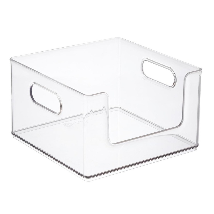 Stapelbar korg, Öppen front, THE HOME EDIT OPEN FRONT, 25,4 x 25,4x H 15,2 cm, Transparent