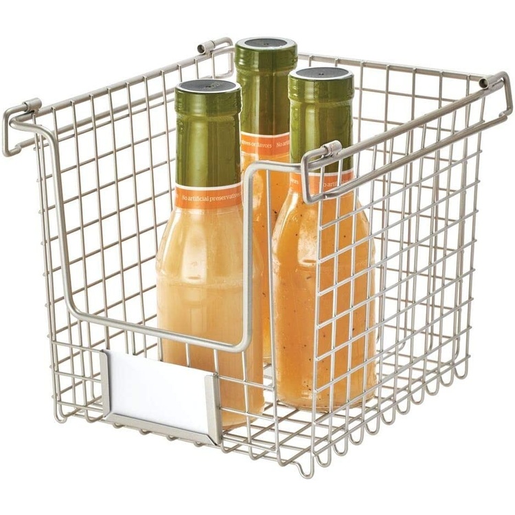 Stapelbar metallkorg, CLASSICO SMALL, 22 x 25,4 x H 20,5 cm, Satin