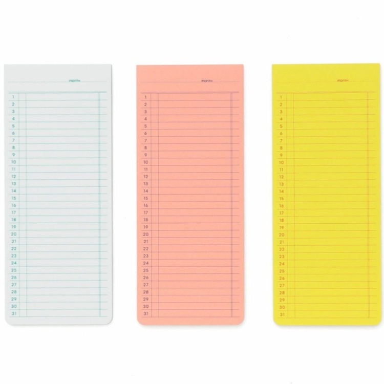 Stickers för månadsplanering, 30 blad, PENCO STICKY PAD MONTHLY, 7,4 x H 18 cm