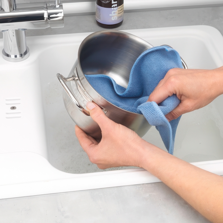 Städtrasor i microfiber, Allrengöring, 2 st, MIKROFASER MIKO, 30 x 30 cm, Grå / Blå