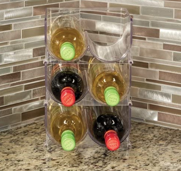Ställ för 2 flaskor, Stapelbart, WINE & DRINK RACK, 20,3 x 20,3 x H 10,2 cm, Transparent