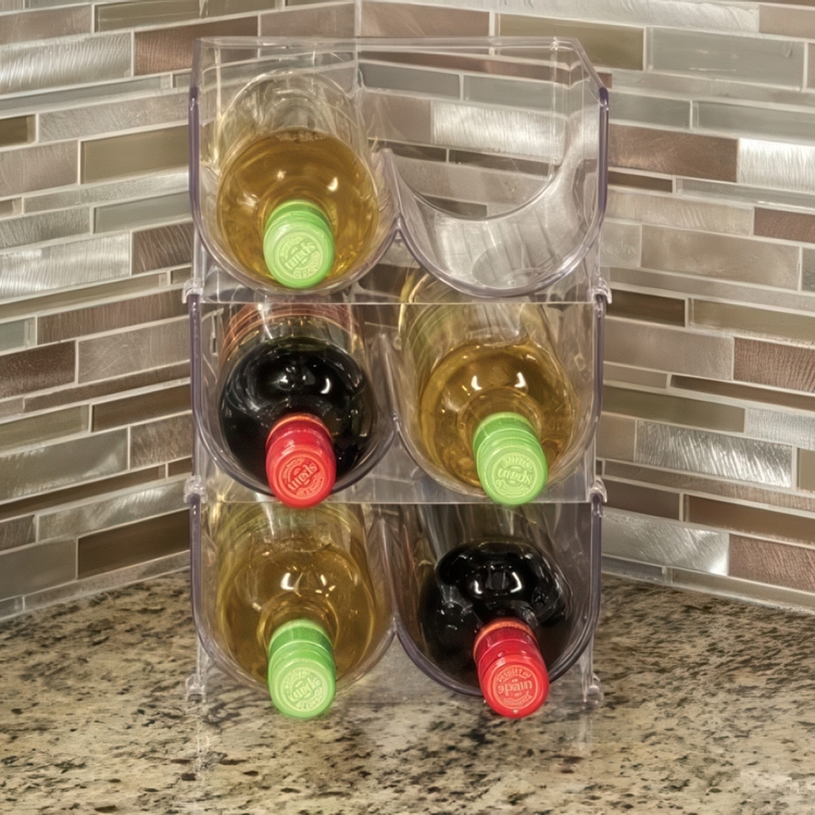 Ställ för 2 flaskor, Stapelbart, WINE & DRINK RACK, 20,3 x 20,3 x H 10,2 cm, Transparent