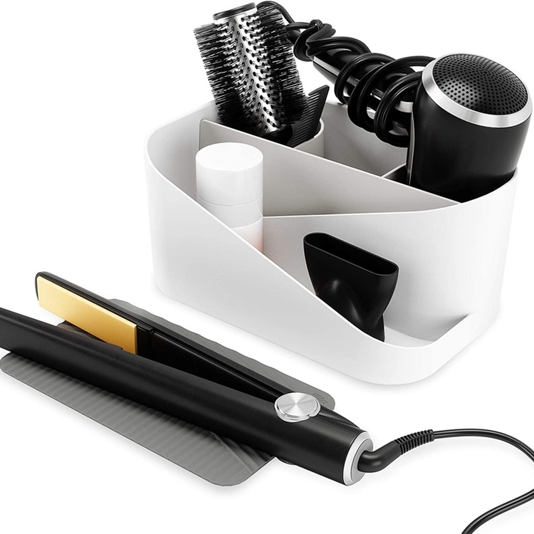 Ställ för hårtork mm , UMBRA GLAM HAIR TOOLS ORGANISER, 26,5 x 17 x H 12,5 cm, Vit / grå