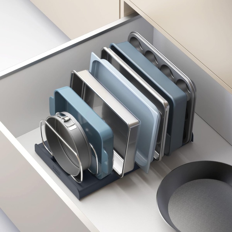 Ställ för plåtar och formar, BAKWARE ORGANISER, Joseph Joseph, 32,5 x 20,6x H 12,7 cm, Grå / Silver