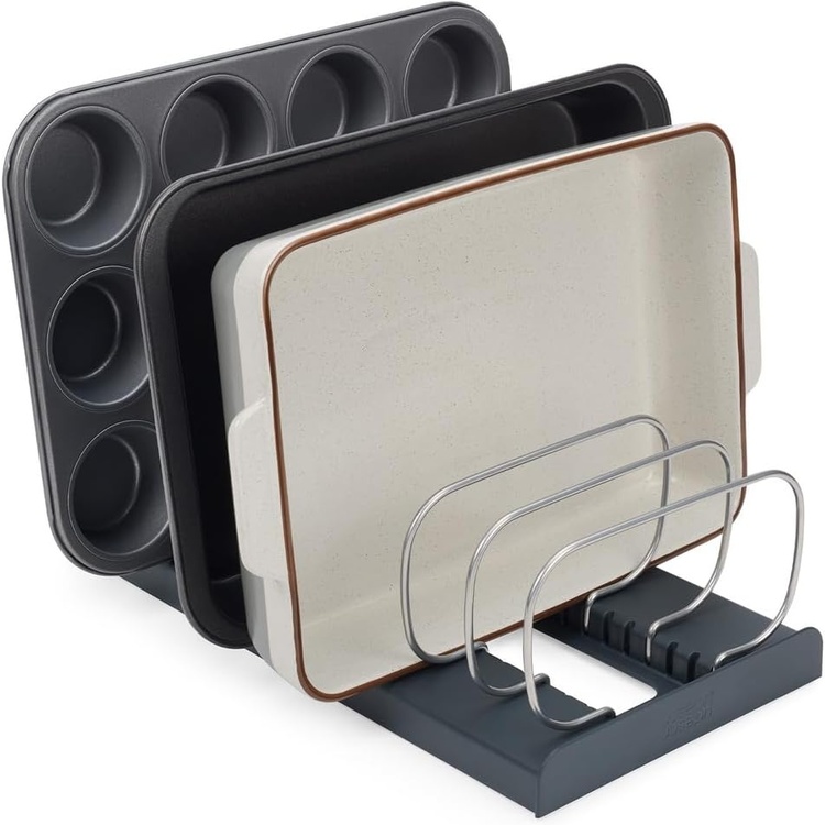 Ställ för plåtar och formar, BAKWARE ORGANISER, Joseph Joseph, 32,5 x 20,6x H 12,7 cm, Grå / Silver