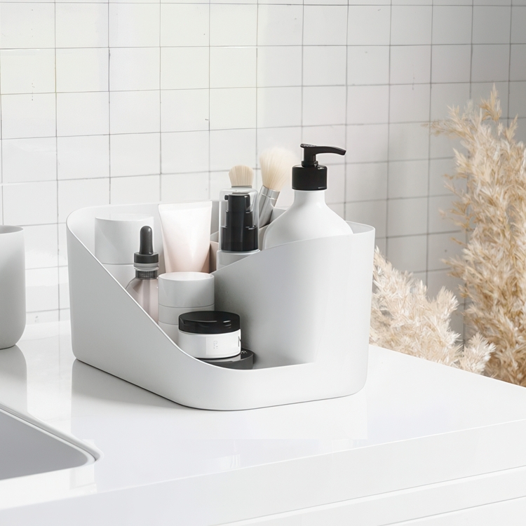 Ställ för smink, UMBRA GLAM MAKE UP ORGANISER, 26,5 x 17 x H 12,5 cm, Vit/ Ljusgrå