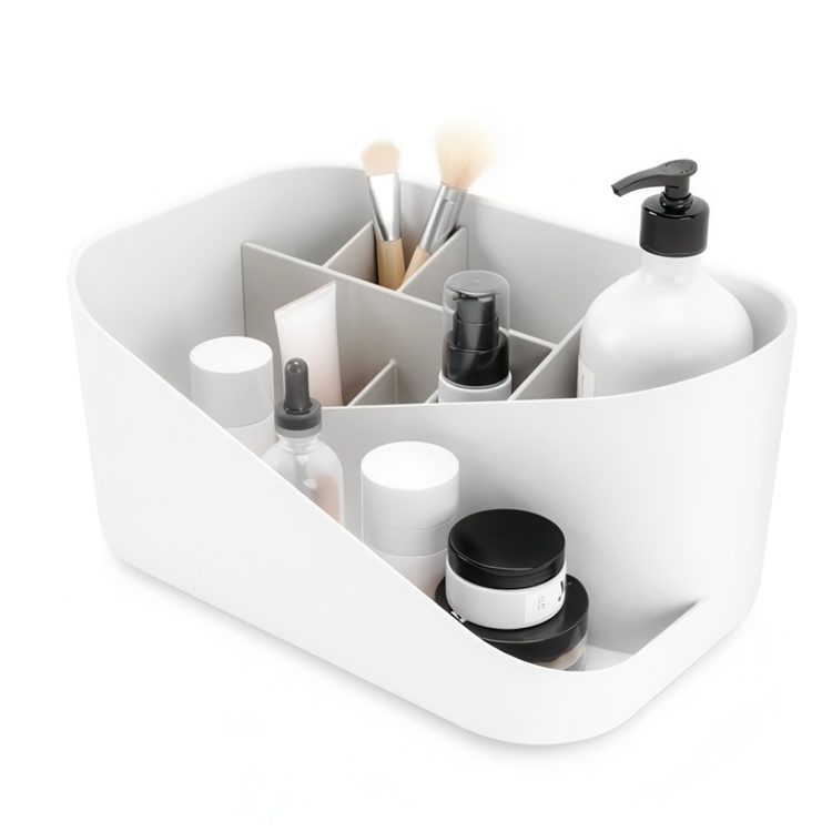 Ställ för smink, UMBRA GLAM MAKE UP ORGANISER, 26,5 x 17 x H 12,5 cm, Vit/ Ljusgrå