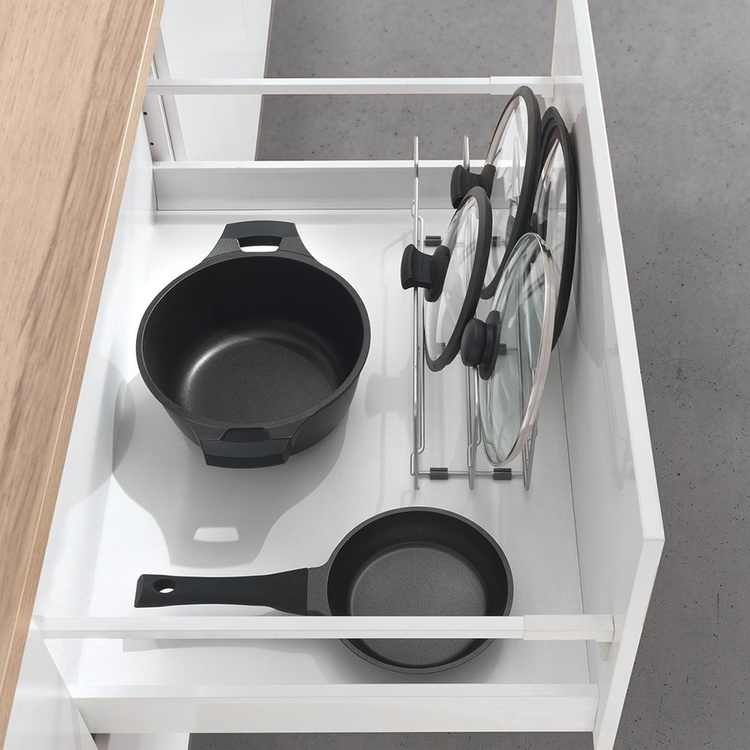 Ställ i metall för Grytlock, DECK LID HOLDER, 42 x 14 x H 16 cm, Silver