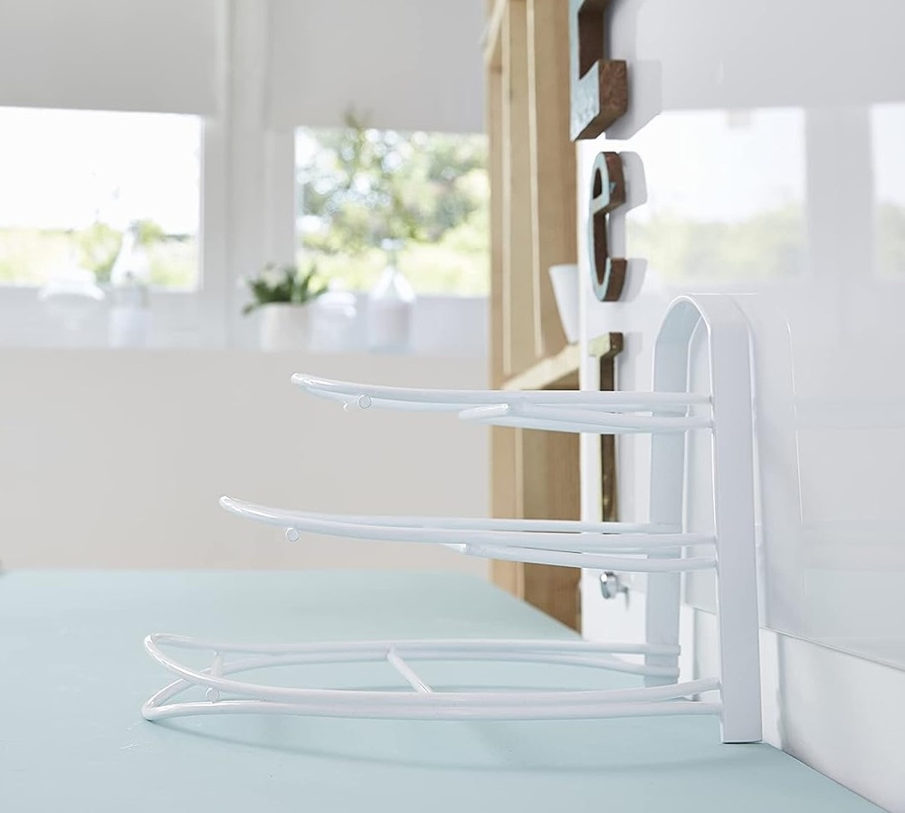 Ställ i metall för stekpannor eller tallrikar, 3 plan, KITCHEN ORGANIZER, vit