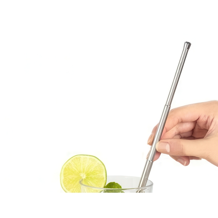 Sugrör i metall, utdragbart, återanvändbart, TRAVEL STRAW, Rostfritt s
