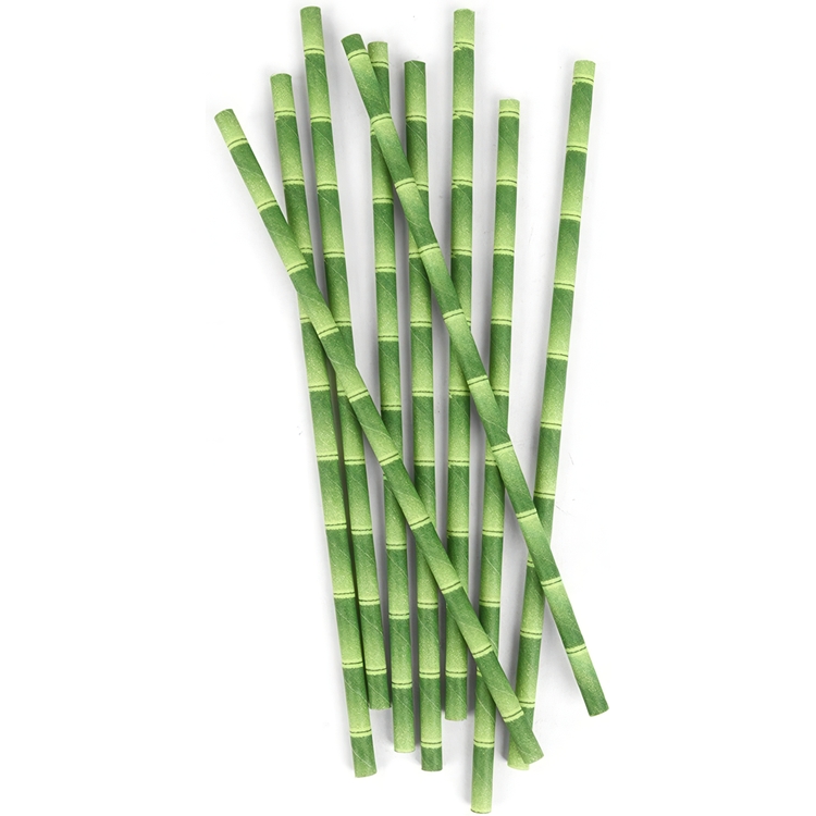 Sugrör i papper av bambu, Storpack 144 st, BAMBOO PAPER STRAWS, 20 cm, Gröna