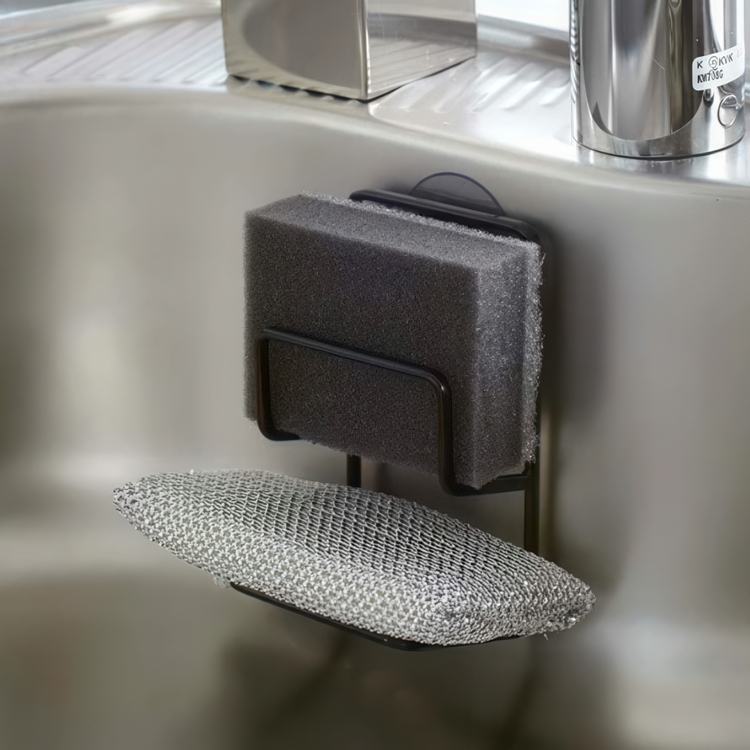 Svamphållare med sugpropp, TOWER DOUBLE SPONGE HOLDER, 7,5 x 6,3 x H 12,7 cm, Yamazaki