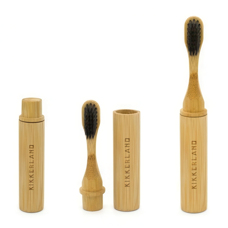 Tandborste med fodral, Bambu, ON-THE-GO, Natur