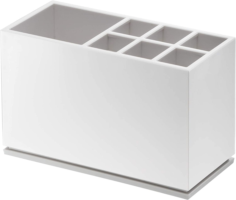Tandborsthållare med plats för tandkräm, YAMAZAKI MIST, 11 x 5 x H 7 cm, Vit