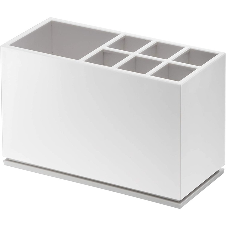Tandborsthållare med plats för tandkräm, YAMAZAKI MIST, 11 x 5 x H 7 cm, Vit