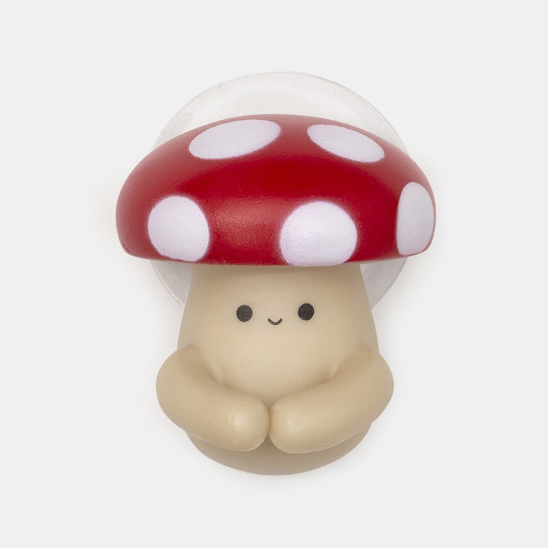 Tandborsthållare med sugproppsfäste, Flugsvamp, MUSHROOM, 3,4 x 4,5 x H 5,1 cm, Röd / Beige