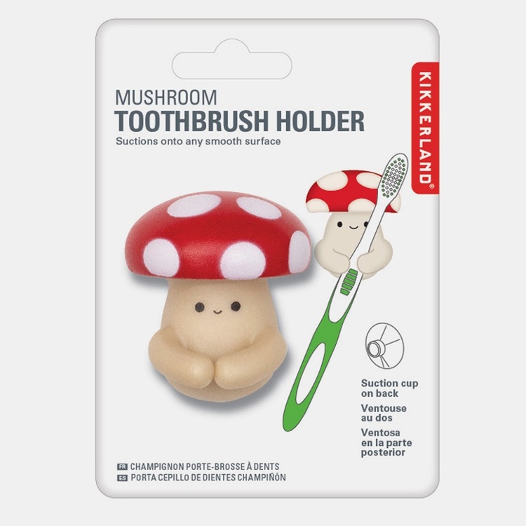 Tandborsthållare med sugproppsfäste, Flugsvamp, MUSHROOM, 3,4 x 4,5 x H 5,1 cm, Röd / Beige