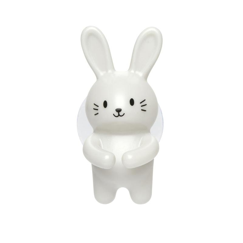 Tandborsthållare med sugproppsfäste, RABBIT, 4 x 5 x H 6 cm, Grå