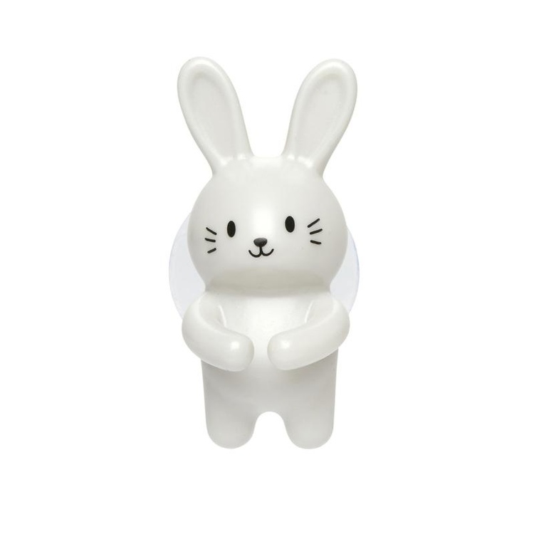 Tandborsthållare med sugproppsfäste, RABBIT, 4 x 5 x H 6 cm, Grå