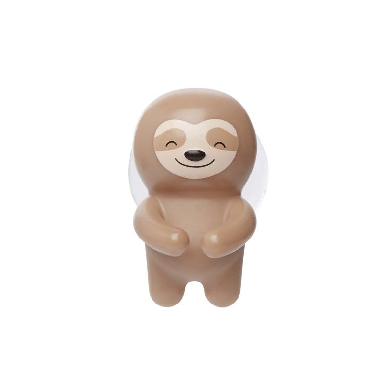 Tandborsthållare med sugproppsfäste, SLOTH, 4 x 5 x H 6 cm, Brun