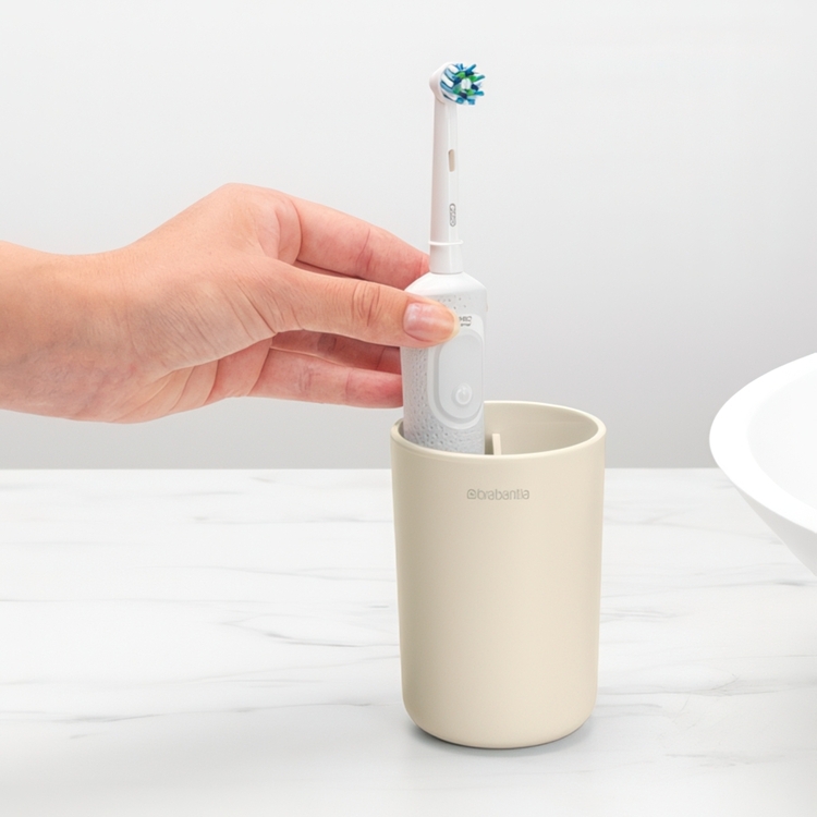 Tandborstmugg med avdelare Brabantia Beige