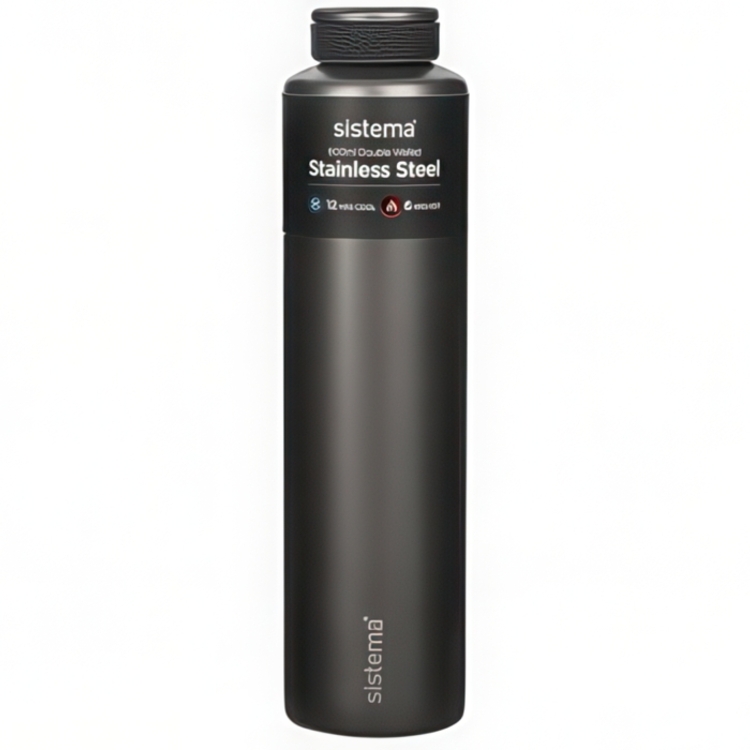 Termosflaska för kall eller varm dryck, CHIC HYDRATE STAINLESS STEEL, 600 ml, Svart