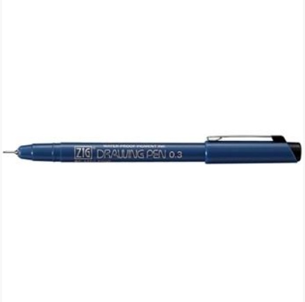 Textningspenna Fineliner, ZIG KUREATAKE 0,5 mm, svart