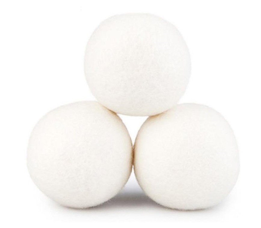 Torkbollar av ull till torktumlaren, 3 st, WOOL DRYER BALLS, Ã˜ 7 cm, Vita