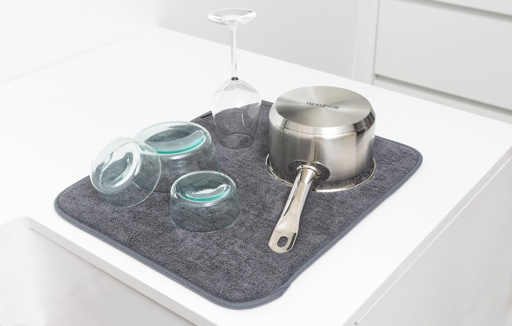 Torkmatta av Mikrofiber, BRABANTIA SOFT DRYING MAT, 47 x 40 cm, Mörkgrå