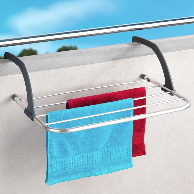 Torkställning / Balkongbord, CLEVER DRYING RACK, 3 m, Silver / Grå
