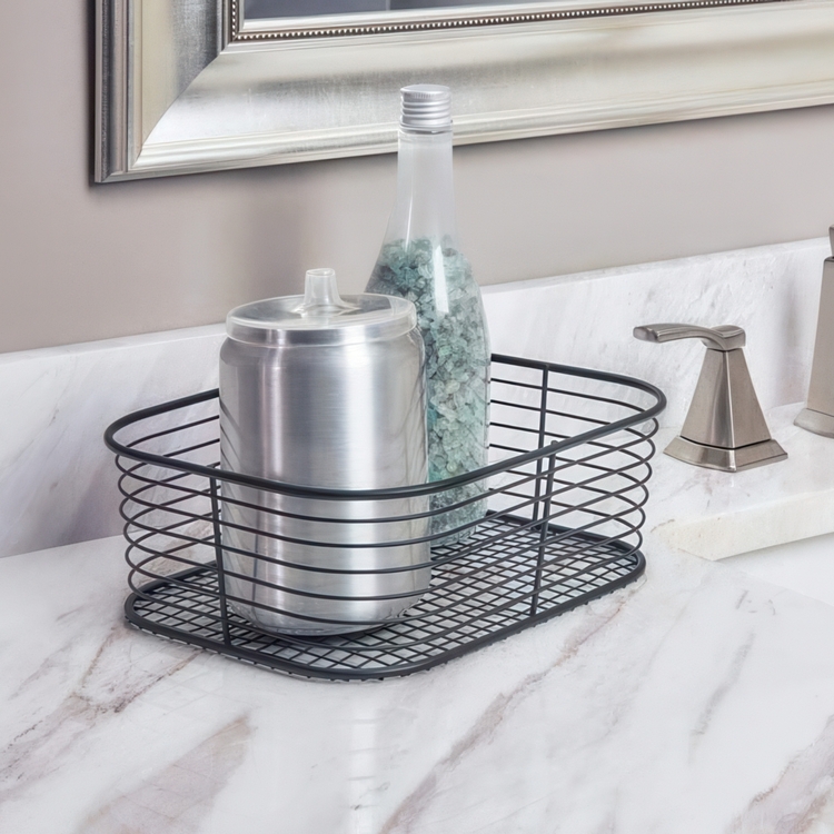 Trådkorg, VIENNA SMALL VANITY BASKET, 24 x 19 x H 8 cm, Svart