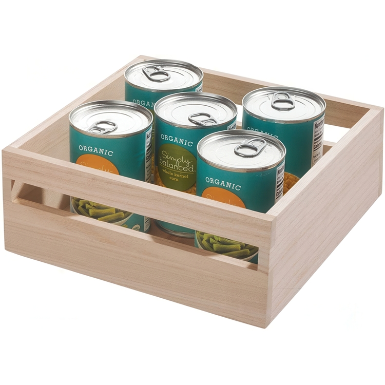 Trälåda, fyrkantig, Låg kant, PAULOWNIA ECO WOOD SQUARE BOX, 25,4 x 25,4 x H 10,2 cm, Natur