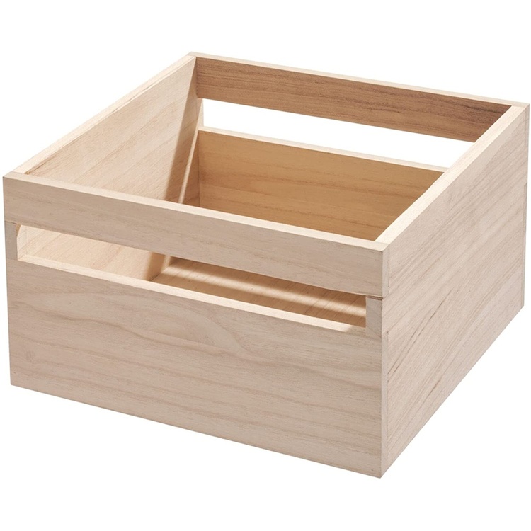 Trälåda, fyrkantig, PAULOWNIA ECO WOOD SQUARE BOX, 25,4 x 25,4 x H 15,2 cm, Natur