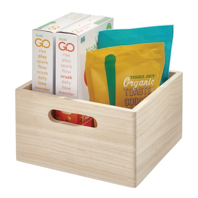 Trälåda, THE HOME EDIT ECO WOOD SQUARE BOX, 25,5 x 25,5 x H15 cm, Natur