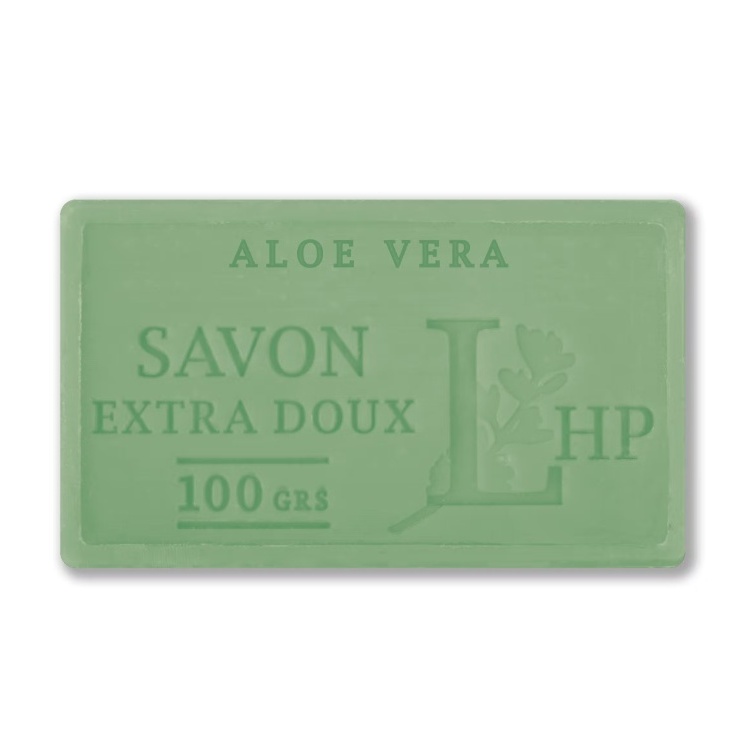Tvål med Aloe Vera, 100 g, SAVON DE MARSEILLE ALOE VERA, 8,5 x 5 x H 2,5 cm, Grön
