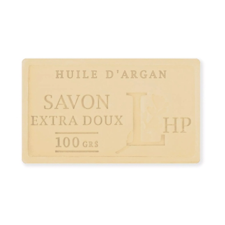 Tvål med doft av Arganolja, 100 g, SAVON DE MARSEILLE D'ARGAN, 8,5 x 5 x H 2,5 cm, Offwhite