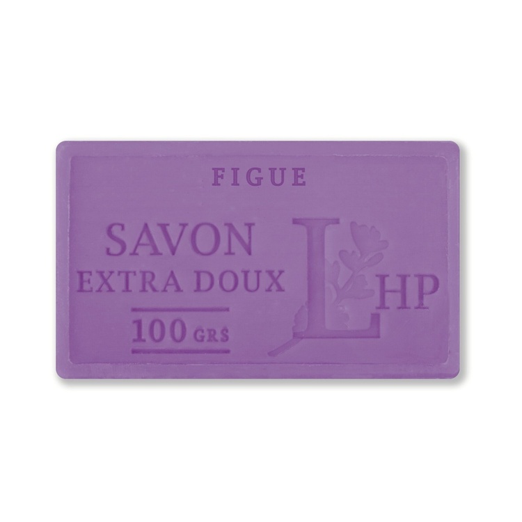Tvål med Fikondoft, 100 g, SAVON DE MARSEILLE FIGUE, 8,5 x 5 x H 2,5 cm, Lila